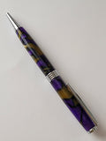 Handcrafted Acrylic Purple/Olive Swirl Pen